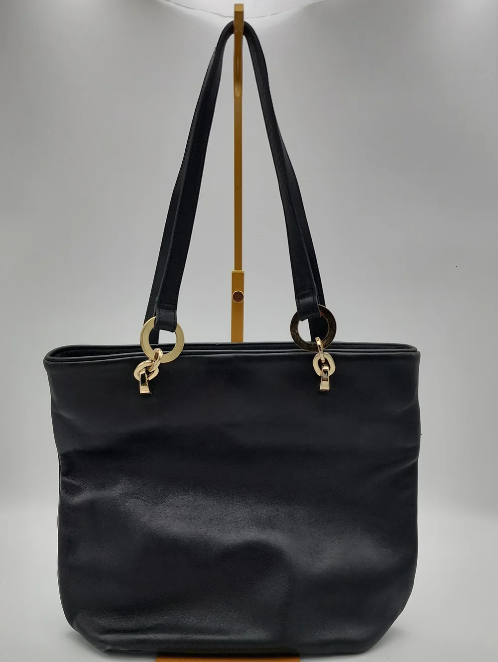 Leather Co. Liz Claiborn Black Women's Tote Bag with Gold Hardware